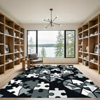 Monochrome Heart Puzzle Geometric Art Rug
