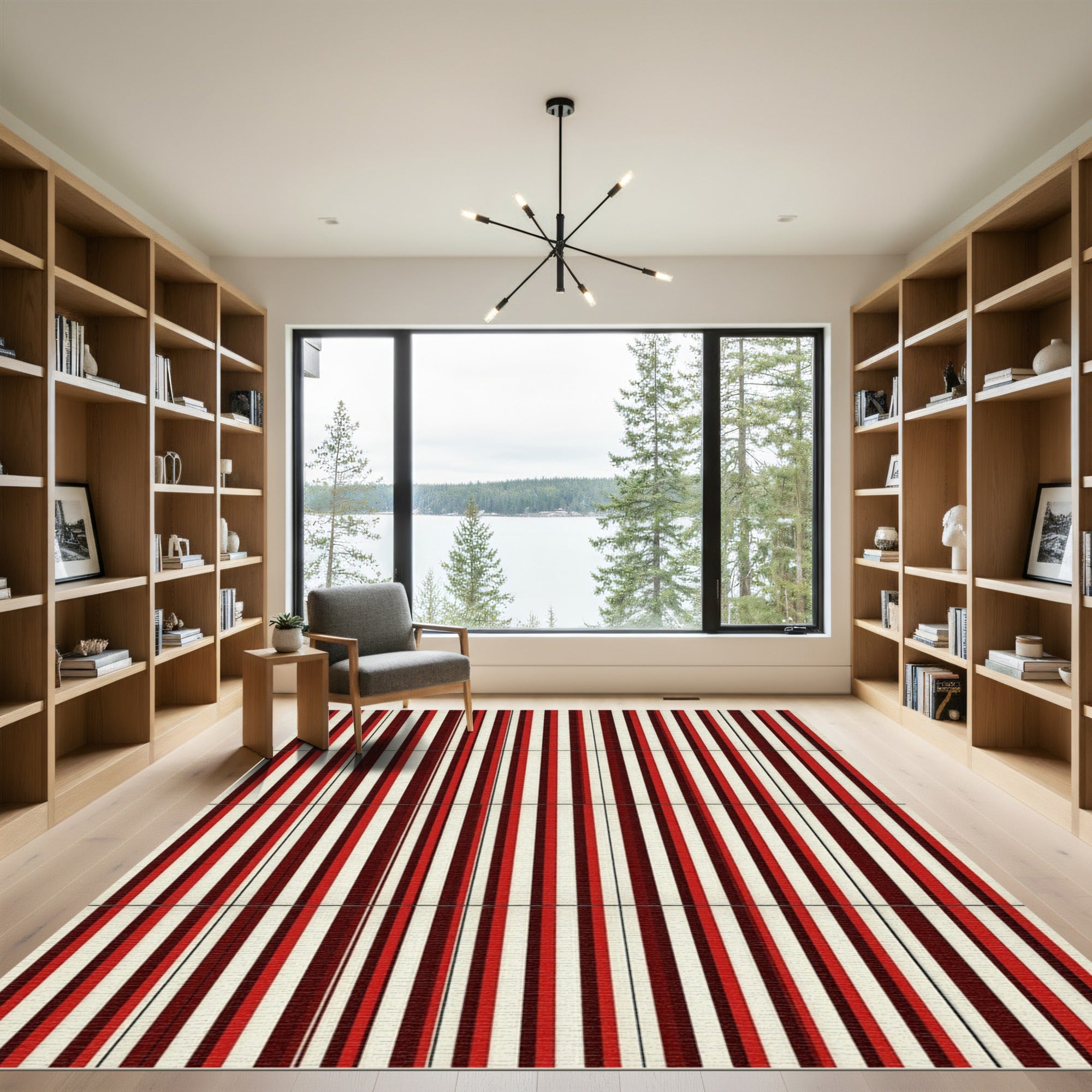 Crimson Cream Bold Stripe Composition Rug