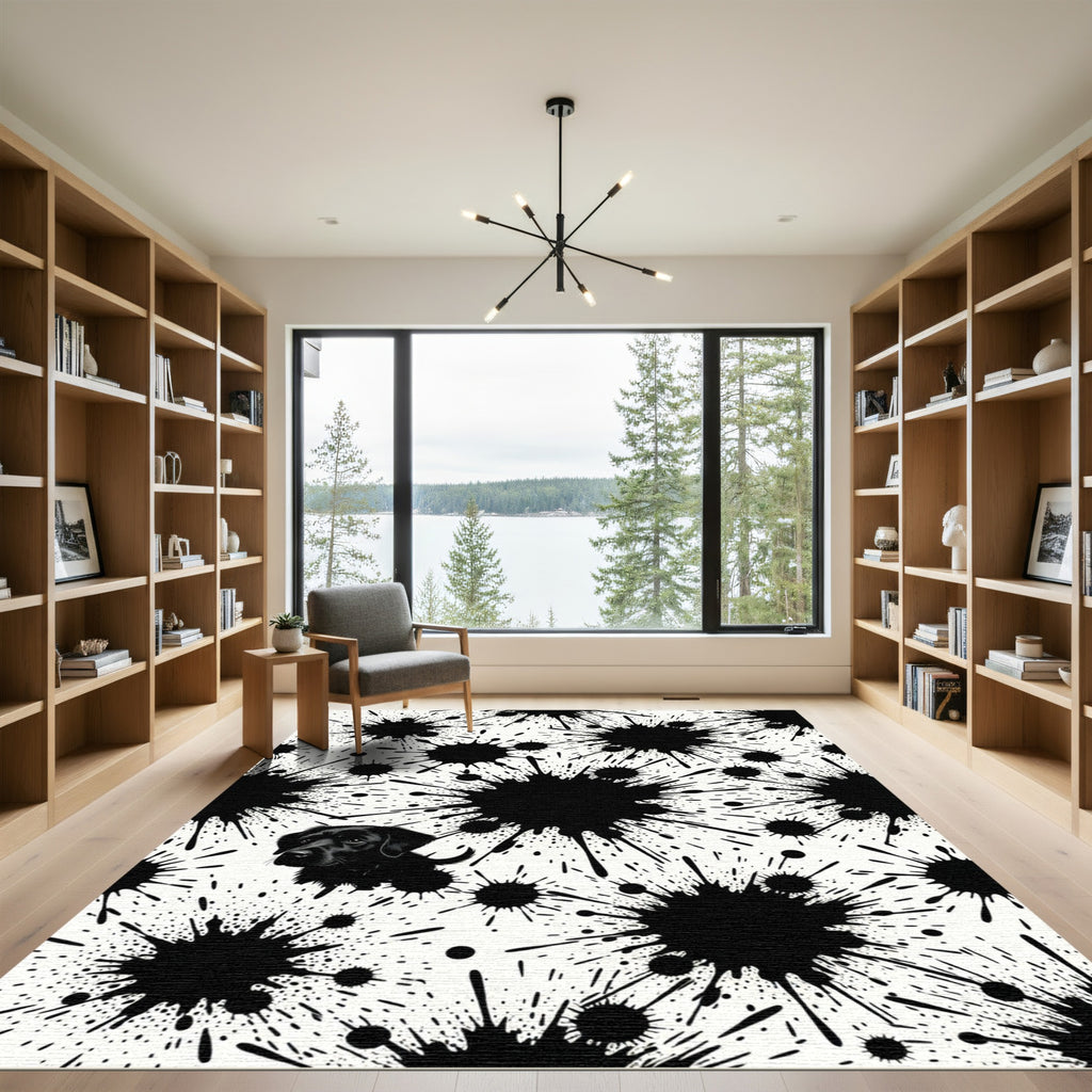 Playful Black Splash Dog Labrador Rug