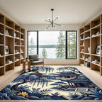 Serene Blue Pagoda Willow Garden Rug