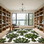 Green Herb Bundles Botanical Illustration Rug