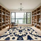 Nordic Navy Reindeer Forest Woodland Rug
