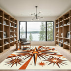 Retro Sunburst Starburst Orange Rug