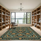 Golden Lotus Lattice Ornament Rug