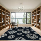 Monochromatic Sunburst Mandala Medallions Rug