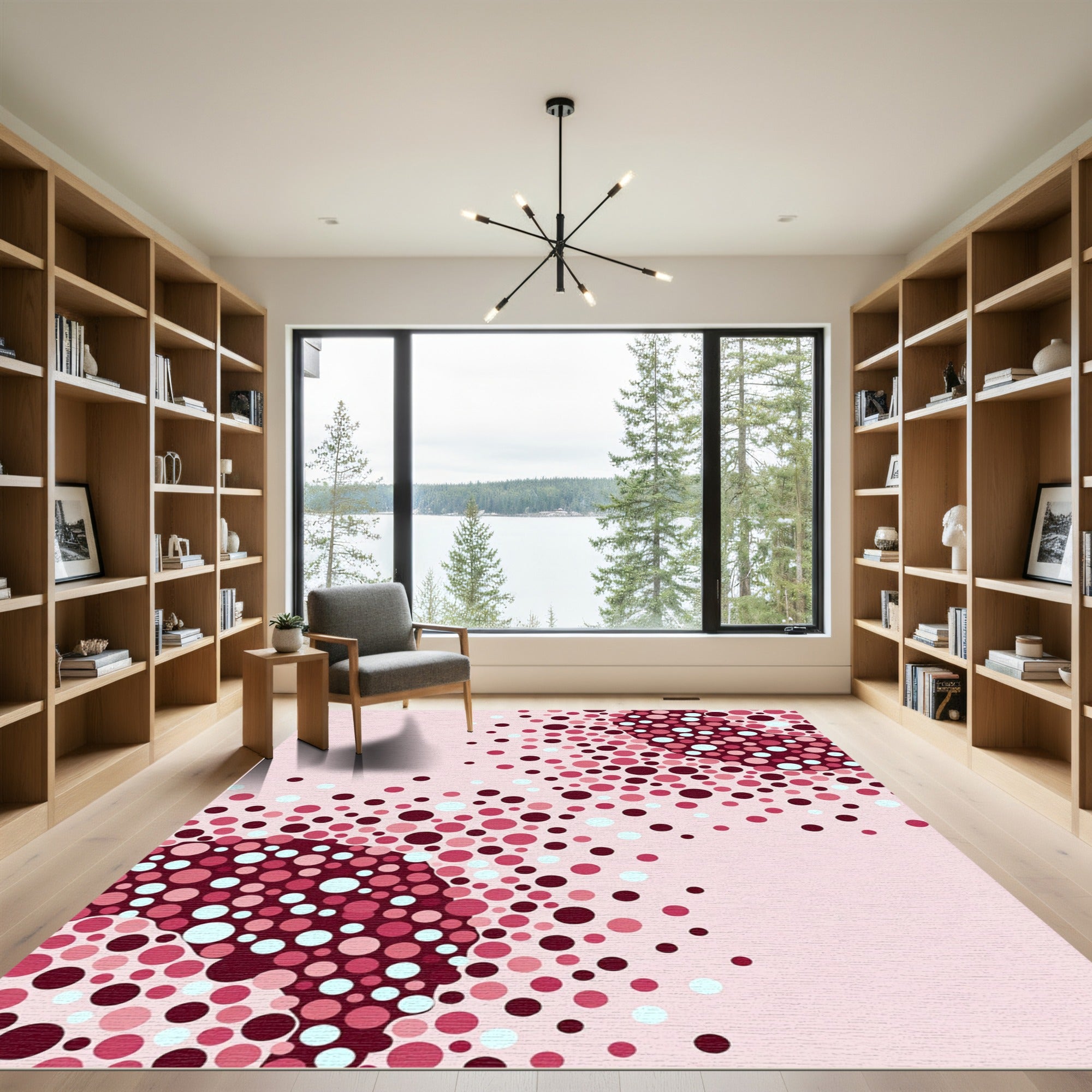 Crimson Pink Confetti Dot Scatter Rug