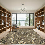 Ornate Gold Scrollwork Floral Medallion Rug