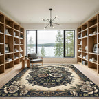 Vintage Floral Rose Ornamental Frame Rug