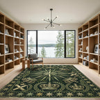 Vintage Olive Crown Compass Star Rug