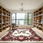 Pink Cupid Arrows Ornate Heart Frame Rug