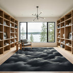Dramatic Dark Gray Storm Cloud Abstract Rug