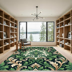 Vivid Green and Beige Acanthus Scroll Rug