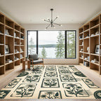 Vintage Botanical Postage Stamp Floral Field Rug