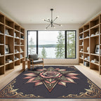 Elegant Blush Rose Golden Star Medallion Rug