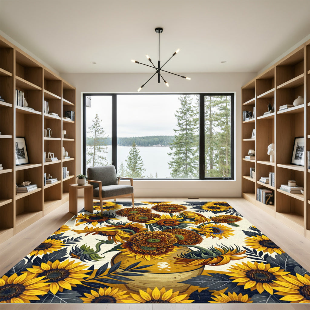Vibrant Golden Sunflower Harvest Bouquet Rug