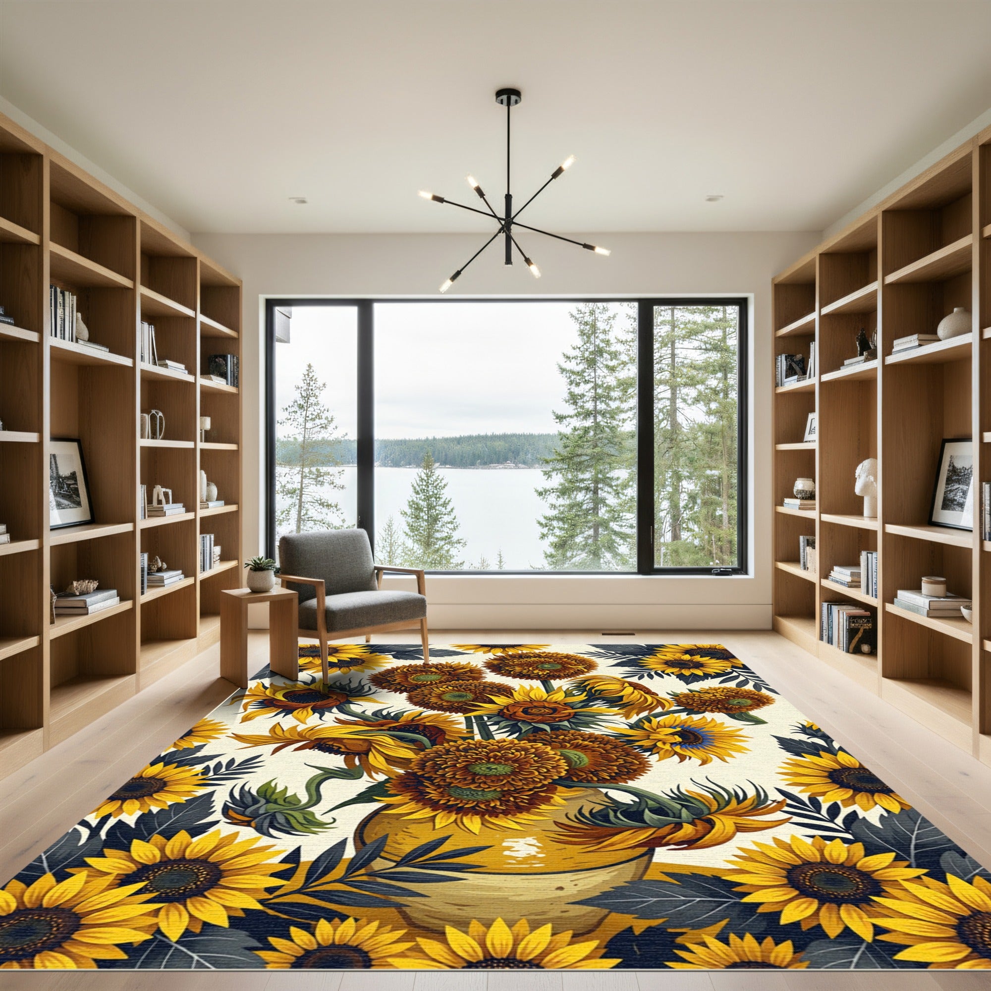 Vibrant Golden Sunflower Harvest Bouquet Rug