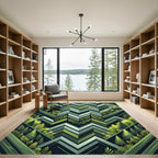 Green Forest Geometric Zigzag Rug
