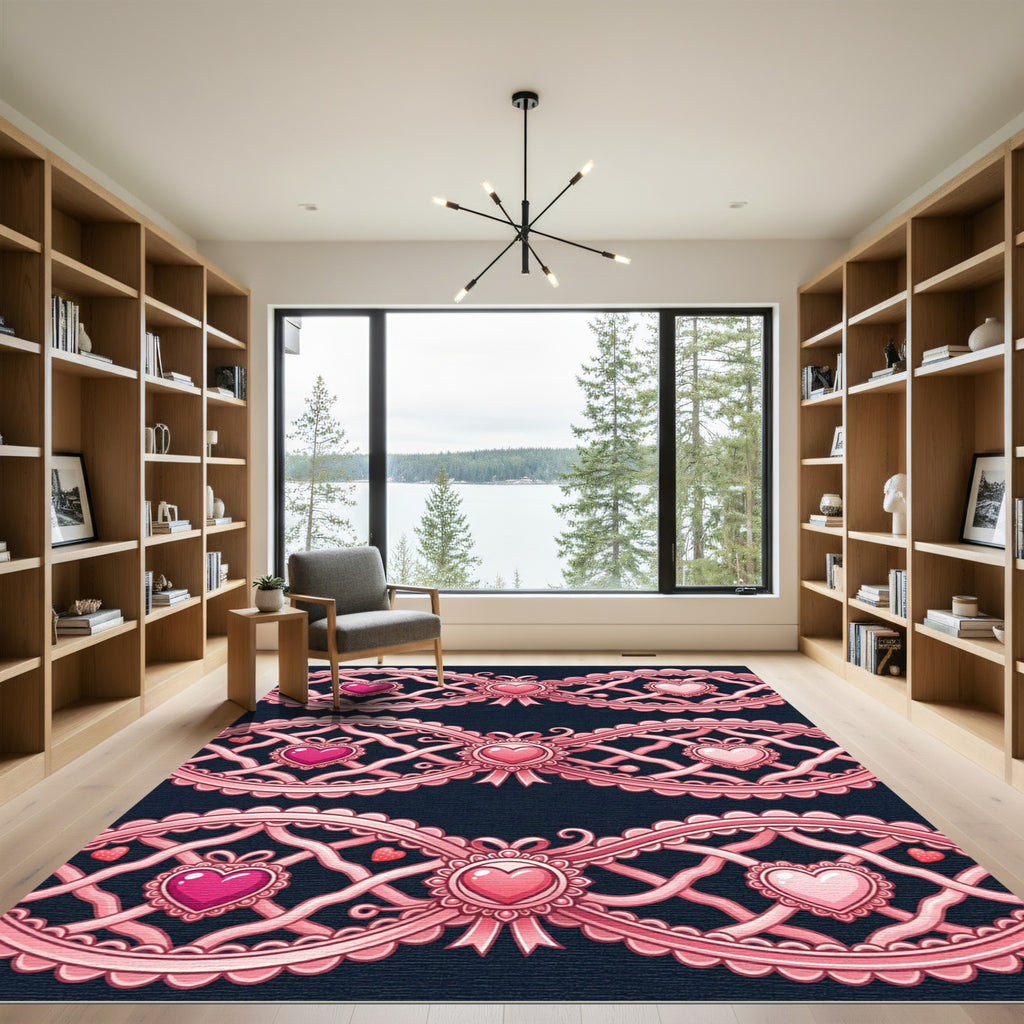 Pink Ribbon Heart Gala Rug