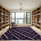 Plum Geometric Interlocked Lattice Rug