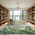 Earthy Green Willow Branches Weave Rug