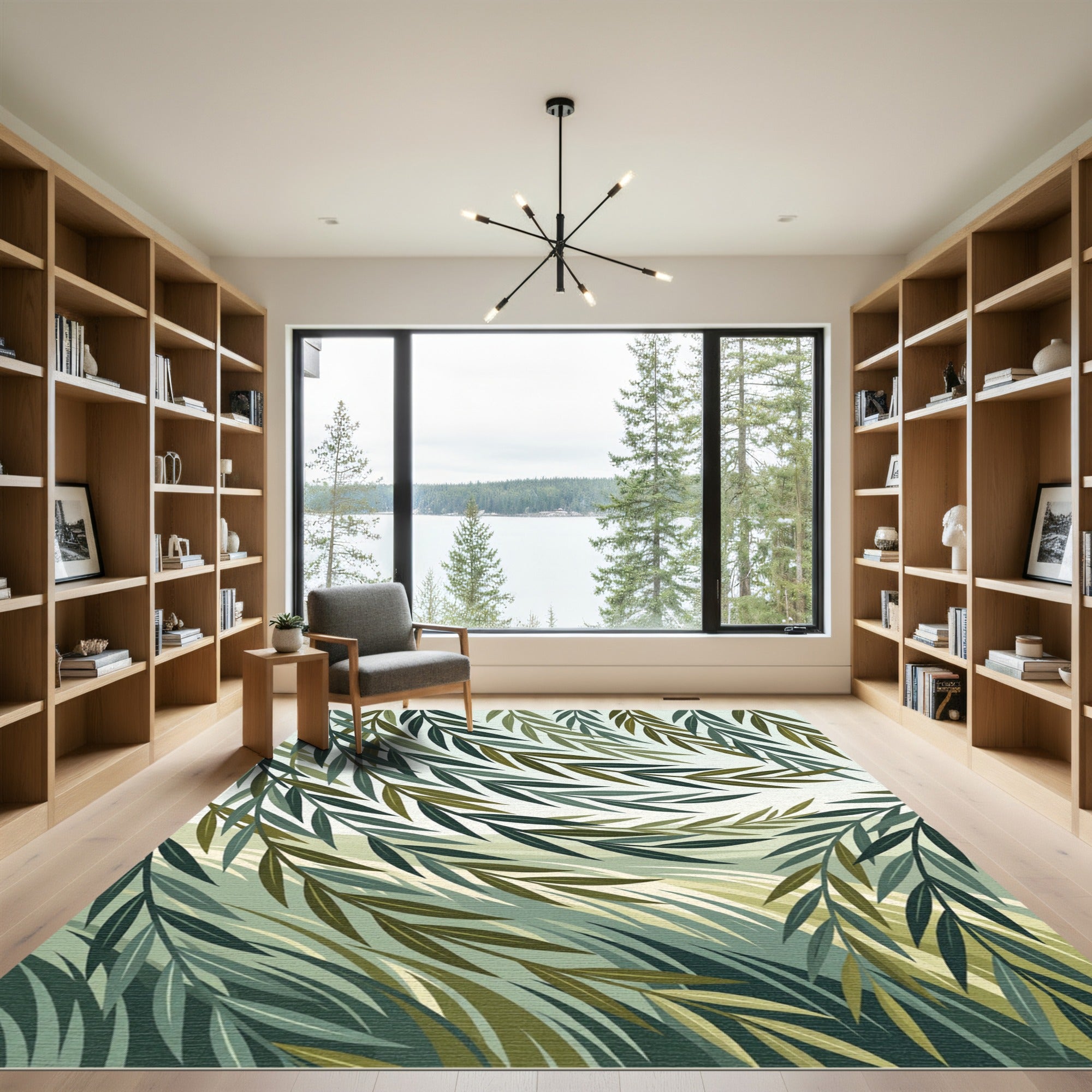 Earthy Green Willow Branches Weave Rug