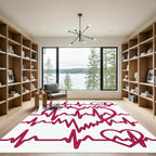 Crimson Heartbeat Pulse Wave Rug