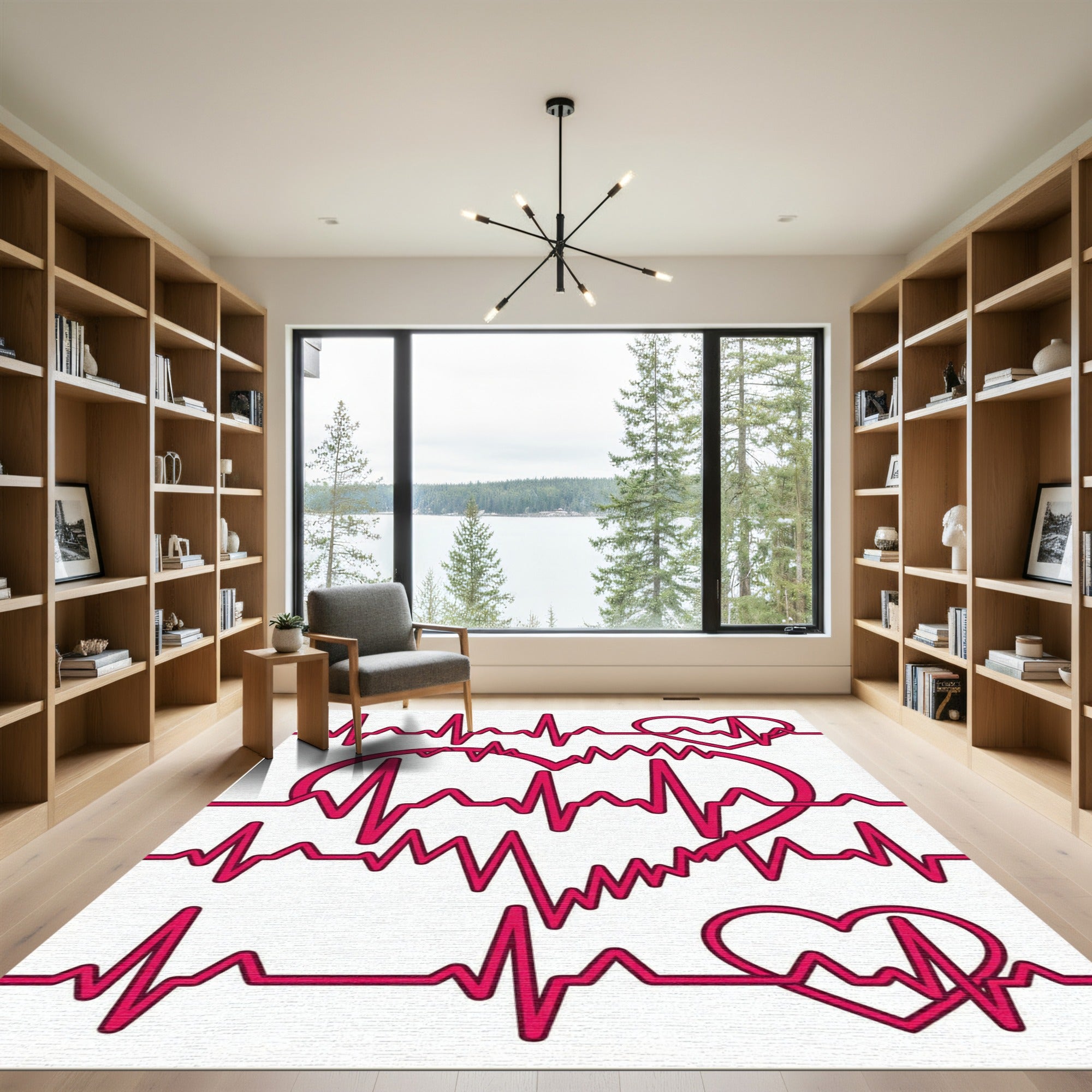 Crimson Heartbeat Pulse Wave Rug