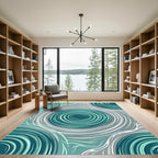 Teal Gray Swirl Ocean Riptide Rug
