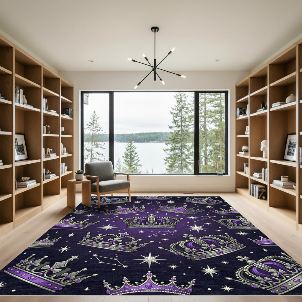 Regal Purple Crown Celestial Starry Sky Rug