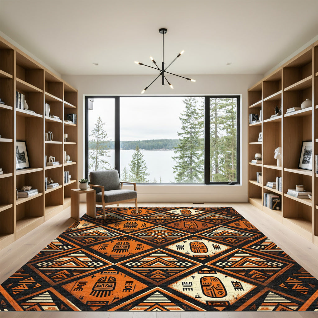 Earthy Geometric Ancient Tribal Diamond Rug