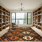 Earthy Geometric Ancient Tribal Diamond Rug