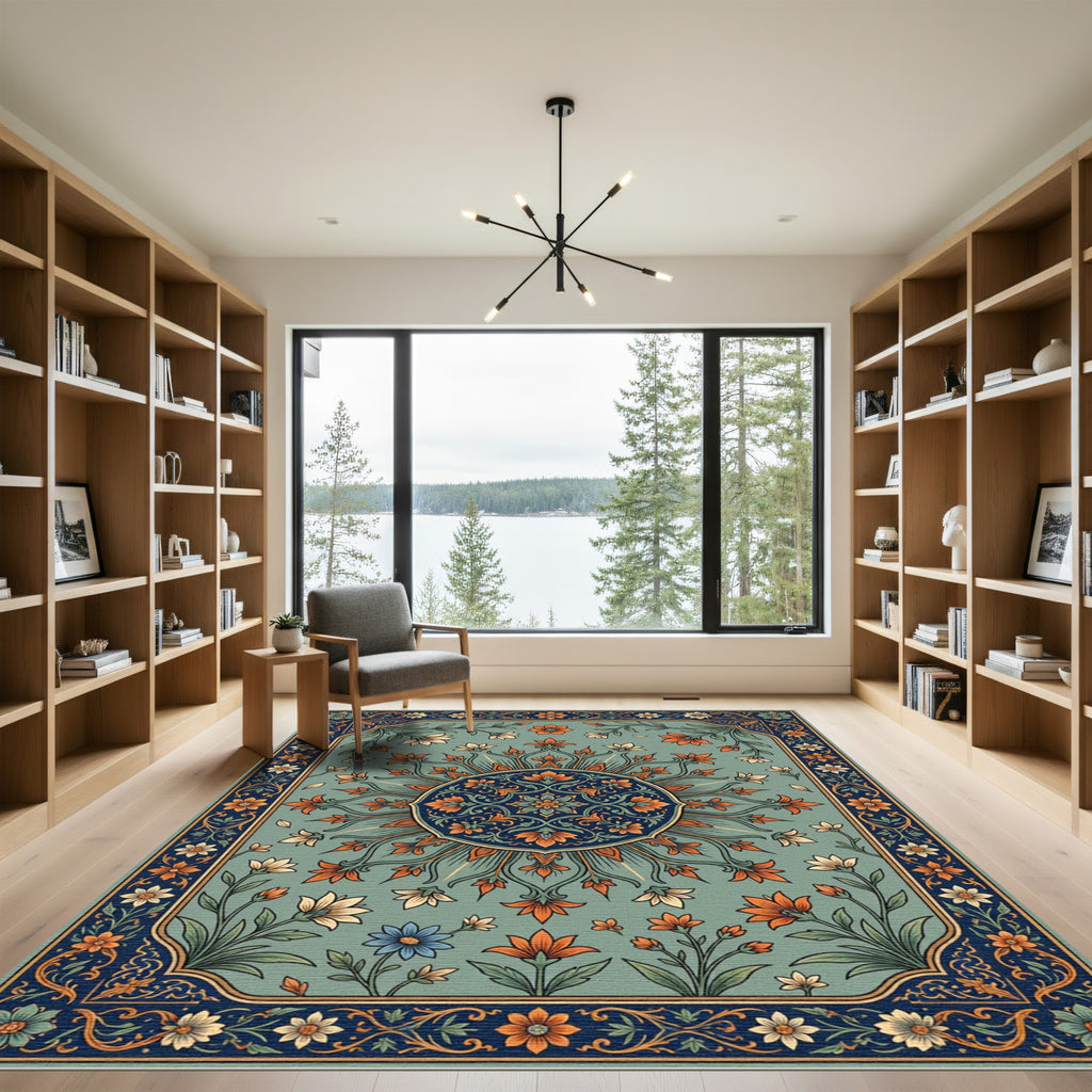 Floral Sunburst Botanical Garden Rug