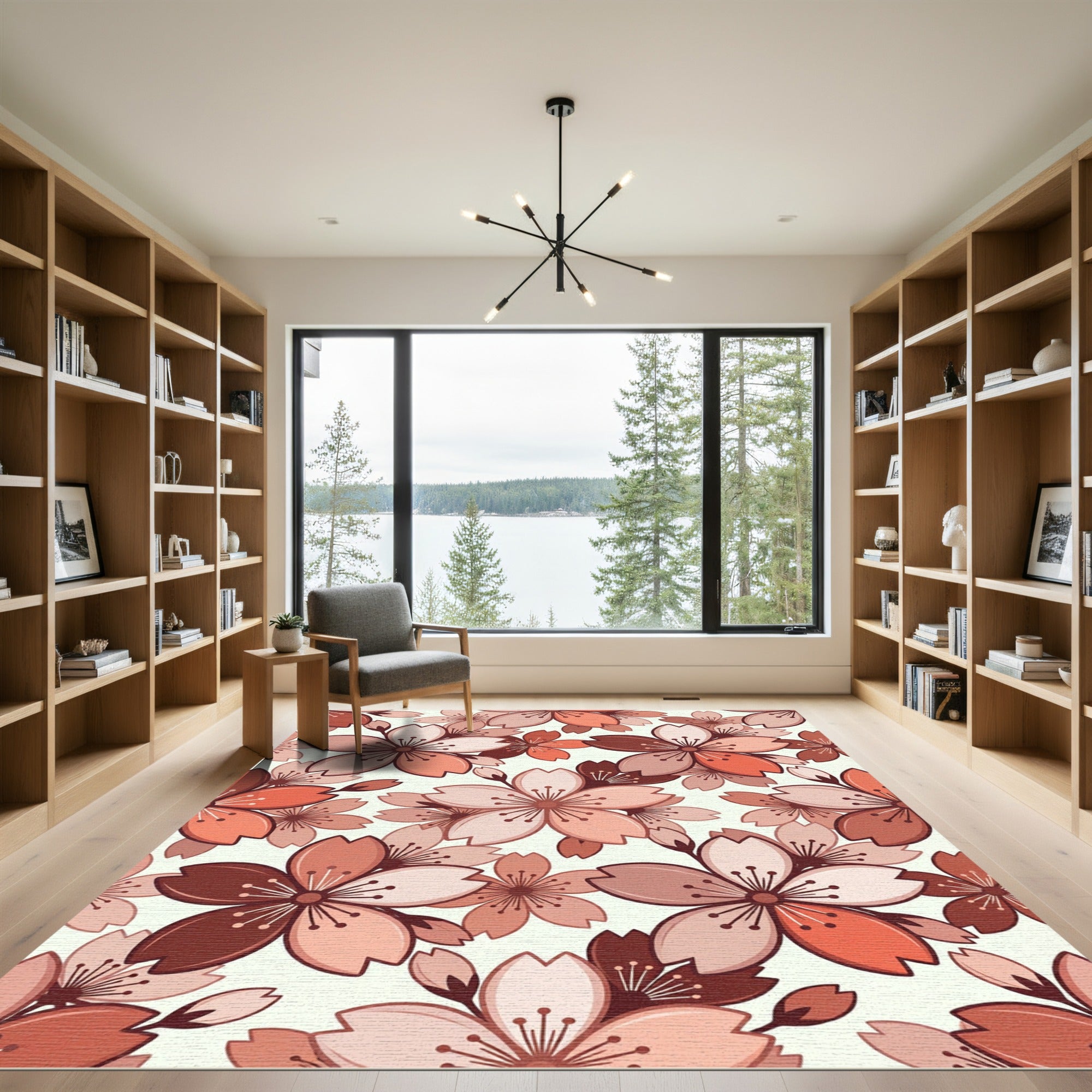 Terracotta Blossom Flower Repeating Arrangement Rug