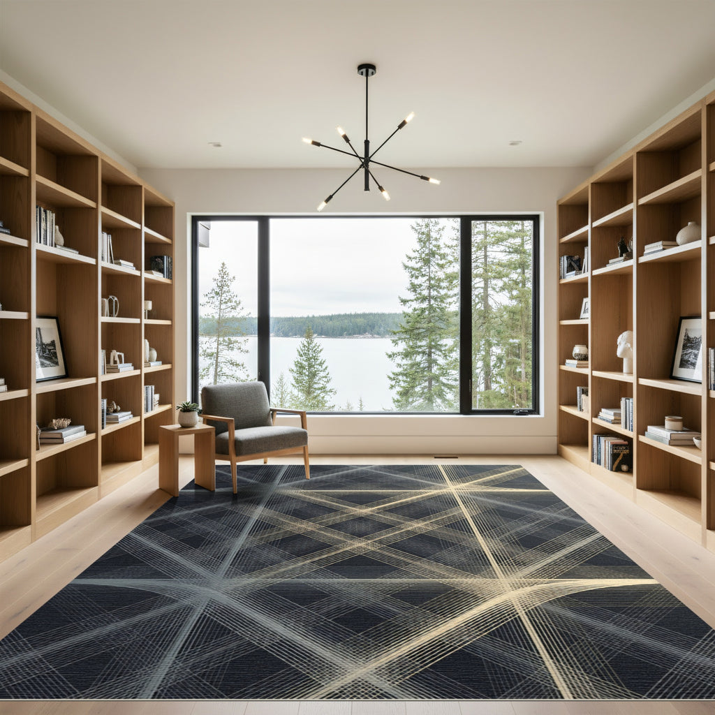 Modern Gray Intersecting Lines Rug