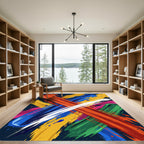 Vibrant Multicolored Abstract Thick Brushstroke Rug