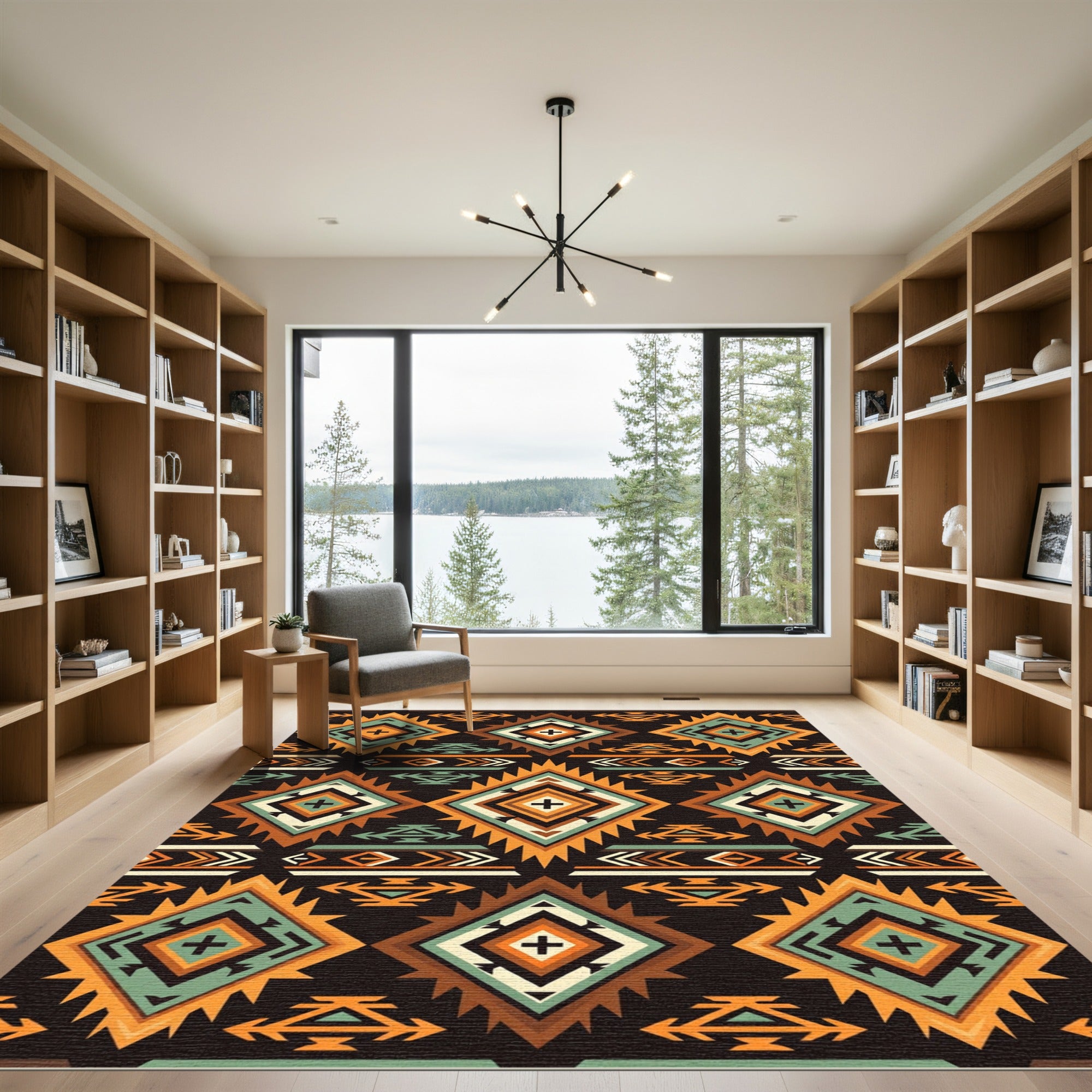 Earthy Southwestern Geometric Diamond Aztec Rug