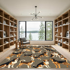 Multicolor Dog Portraits on Taupe Background Rug