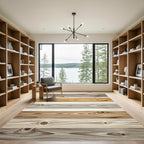 Rustic Neutral Toned Horizontal Wood Striped Rug