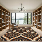 Brown Beige Black Tribal Medallion Rug