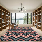 Earthy Chevron Heart Geometric Tapestry Rug