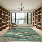 Emerald Woven Wave Layered Art Rug