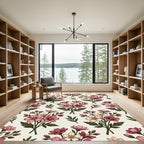 Vintage Blush Pink Floral Botanical Rug