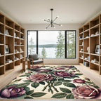 Vintage Mauve Rose Bouquet Floral Rug