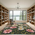 Soft Pastel Cosmos Wildflower Meadow Rug