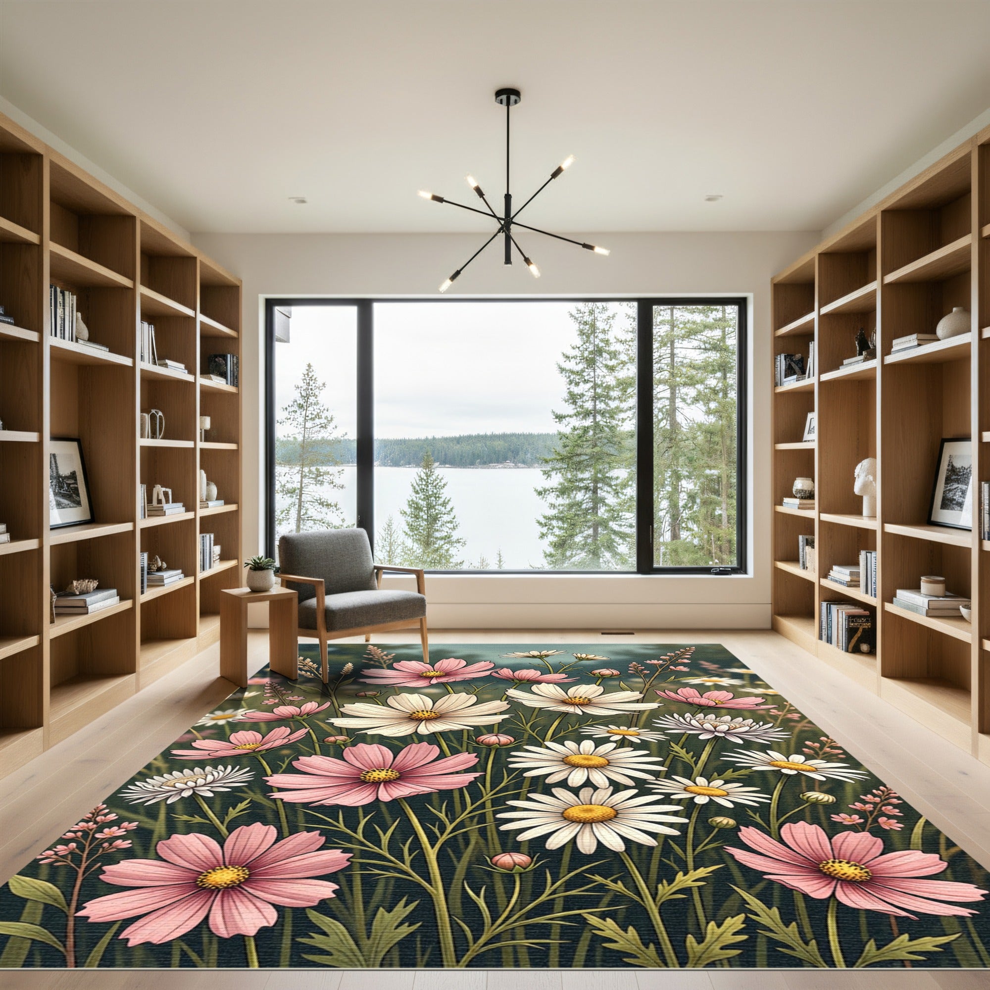 Soft Pastel Cosmos Wildflower Meadow Rug