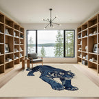 Dark Slate prowling Tiger Illustration Rug
