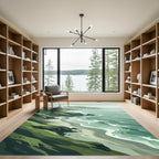Misty Coastal Cliff Green Sea Horizon Rug