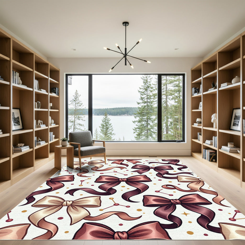 Elegant Mauve Bows with Celestial Accents Rug