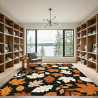 Autumnal Falling Maple Leaf Forest Rug