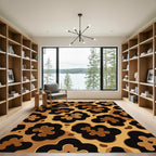Golden Brown Abstract Spots Rug